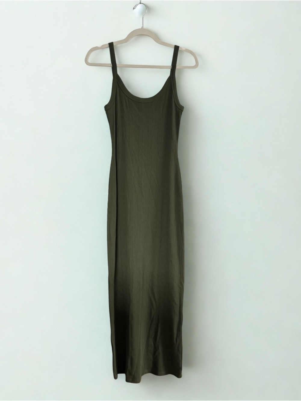 Aerie Scoop Back Ribbed Maxi Dress Forest Green Size Small NWT